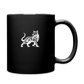 Cat Art in Tribal Style Cat Lover - Full Colour Mug - black - Right