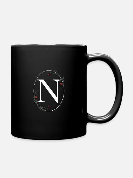Buchstabe N - Tasse einfarbig - Schwarz