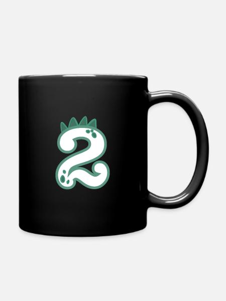 Zahl 2 - Tasse einfarbig - Schwarz