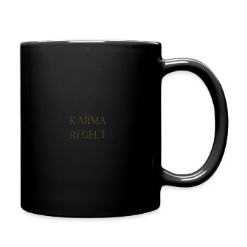 Karma regelt - Tasse einfarbig - Schwarz - Rechts