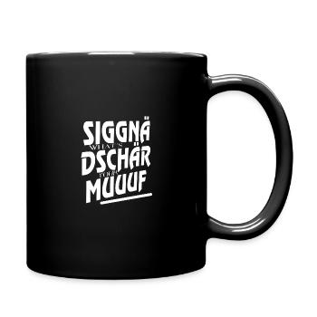 siggnädschär muuuf weiss - Tasse einfarbig - Schwarz - Rechts