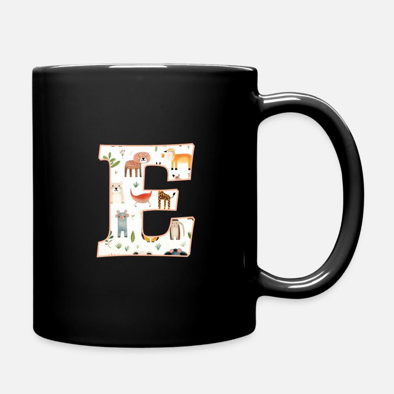 Buchstabe E, Monogramm, Tiermuster - Tasse einfarbig - Schwarz