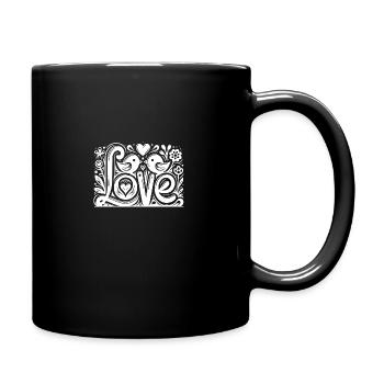 Oiseaux amoureux de cœurs Dessin - Mug uni - noir - Droite