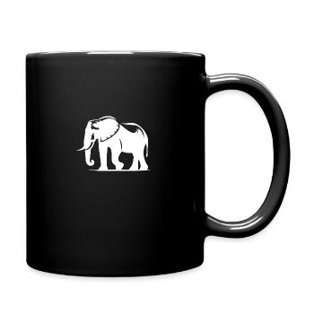 Large elephant silhouette with tusks - Full Colour Mug - black - Right