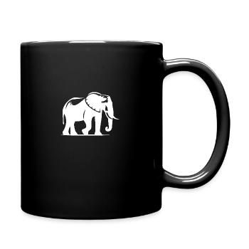 Elephant silhouette portrait with tusks - Full Colour Mug - black - Right