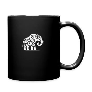 Elegant tattoo elephant with big tusks - Full Colour Mug - black - Right