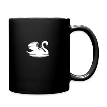 Proud Elegant Swan Silhouette Portrait - Full Colour Mug - black - Right