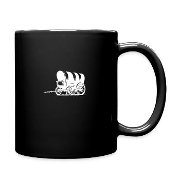 Planwagen mit gestreifter Plane - Tasse einfarbig - Schwarz - Rechts
