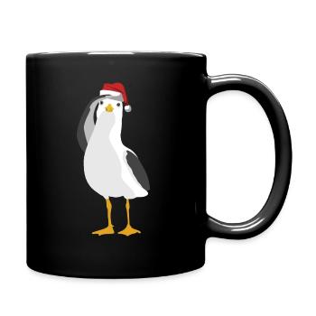 Seagull avec chapeau de Noël maritime du nord de l'Allemagne - Mug uni - noir - Droite