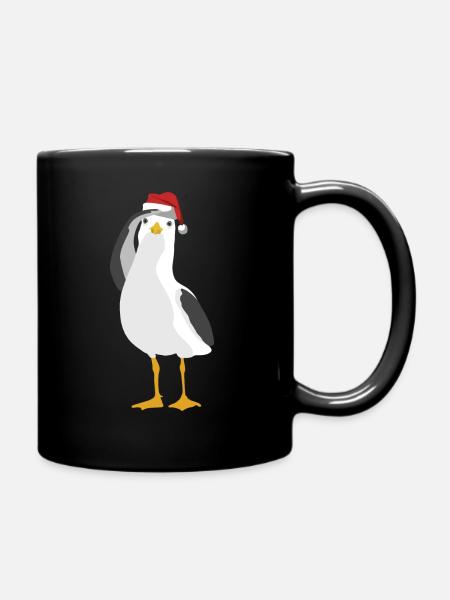 Möwe mit Weihnachtsmütze Norddeutschland maritim - Tasse einfarbig - Schwarz