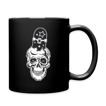 Skateboarder Skull Skeleton Head Board Funny - Full Colour Mug - black - Right