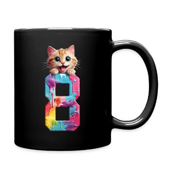 8 YEARS OLD CAT 8TH BIRTHDAY - Full Colour Mug - black - Right