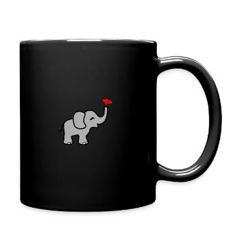 Elefant Herz Liebe - Tasse einfarbig - Schwarz - Rechts