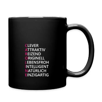 Caroline Name Geschenk - Tasse einfarbig - Schwarz - Rechts