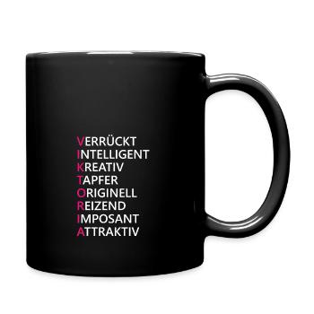 Viktoria Name Geschenk - Tasse einfarbig - Schwarz - Rechts
