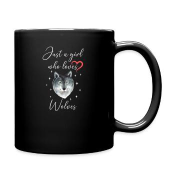 Frau Mädchen Liebe Herz Wolf - Tasse einfarbig - Schwarz - Rechts