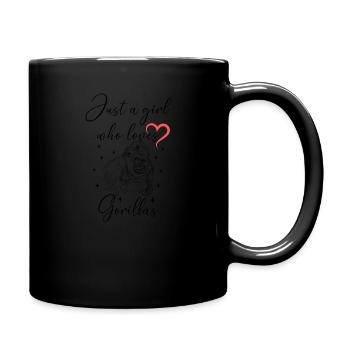 Frau Mädchen Liebe Herz Gorilla - Tasse einfarbig - Schwarz - Rechts