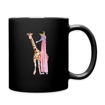 Circus clown with giraffe - Full Colour Mug - black - Right