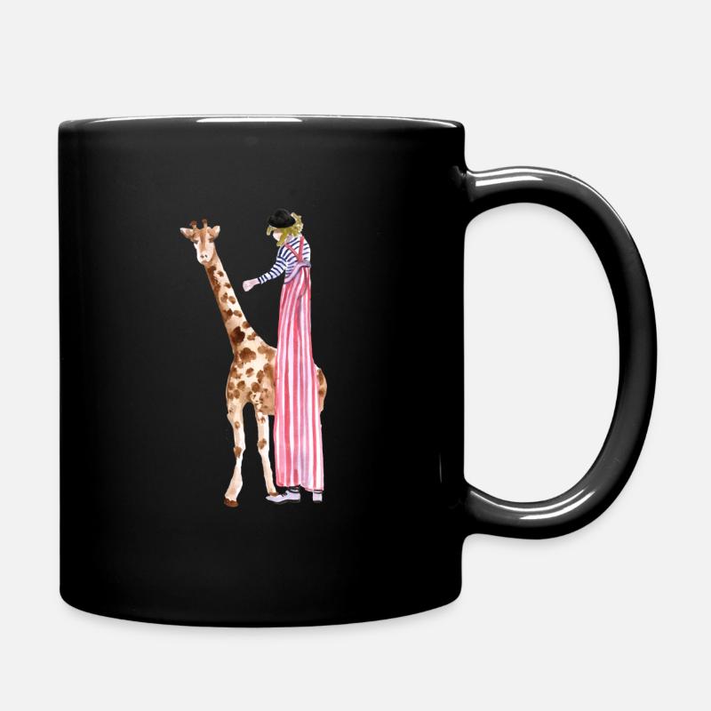 Zirkus Clown mit Giraffe - Tasse einfarbig - Schwarz