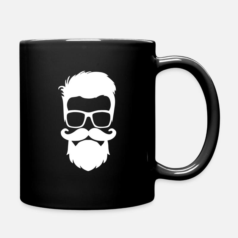 Hipster mit Bart und Haare Vollbart Schnurrbart - Tasse einfarbig - Schwarz