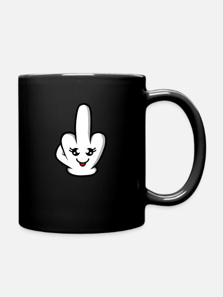 Kawaii Mittelfinger - Tasse einfarbig - Schwarz