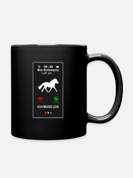 Shetlandpony appelle le téléphone portable Sort Drôle Drôle - Mug uni - noir