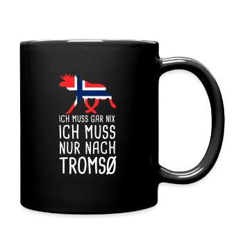 Ich Muss Nur Nach Tromsø Norwegen Norge Elch - Tasse einfarbig - Schwarz - Rechts