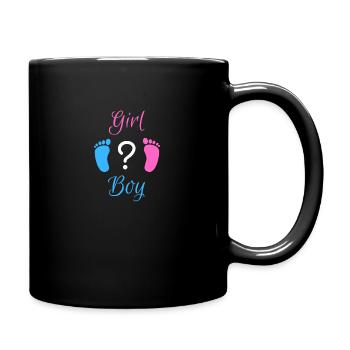 Girl or Boy - Gender reveal - Baby shower - Full Colour Mug - black - Right