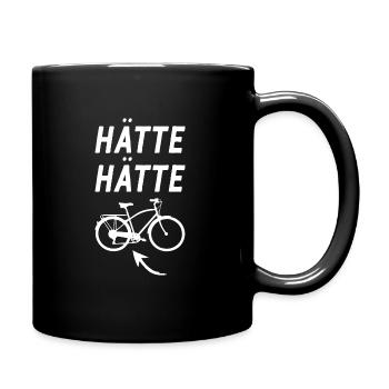 Hätte Hätte Fahrradkette Radfahrer Spruch Fahrrad - Tasse einfarbig - Schwarz - Rechts
