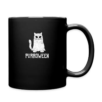 Purroween, gruselige Halloween Geisterkatze - Tasse einfarbig - Schwarz - Rechts
