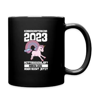 Einhorn Kita Kindergarten 2023 - Tasse einfarbig - Schwarz - Rechts