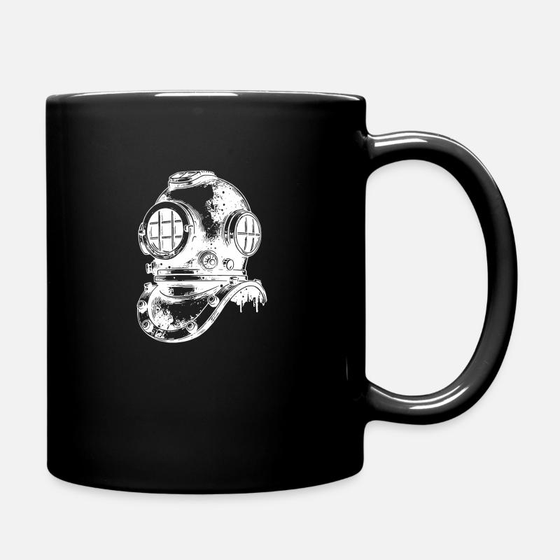 Antique Vintage Diving Helmet - Helmet Diver - Full Colour Mug - black