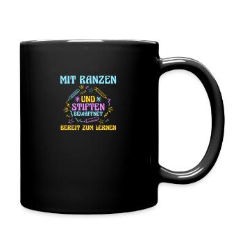 Kita Abgänger Schulanfang Schulkind Dino Einschulu - Tasse einfarbig - Schwarz - Rechts