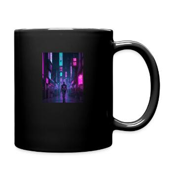 Futuristische Cyberpunk Stadt - Tasse einfarbig - Schwarz - Rechts