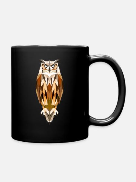 Polygon Eule - Tasse einfarbig - Schwarz