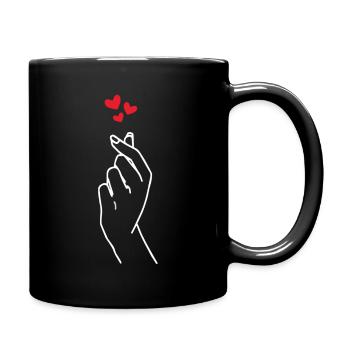 K-POP amour coeur doigt fille - Mug uni - noir - Droite