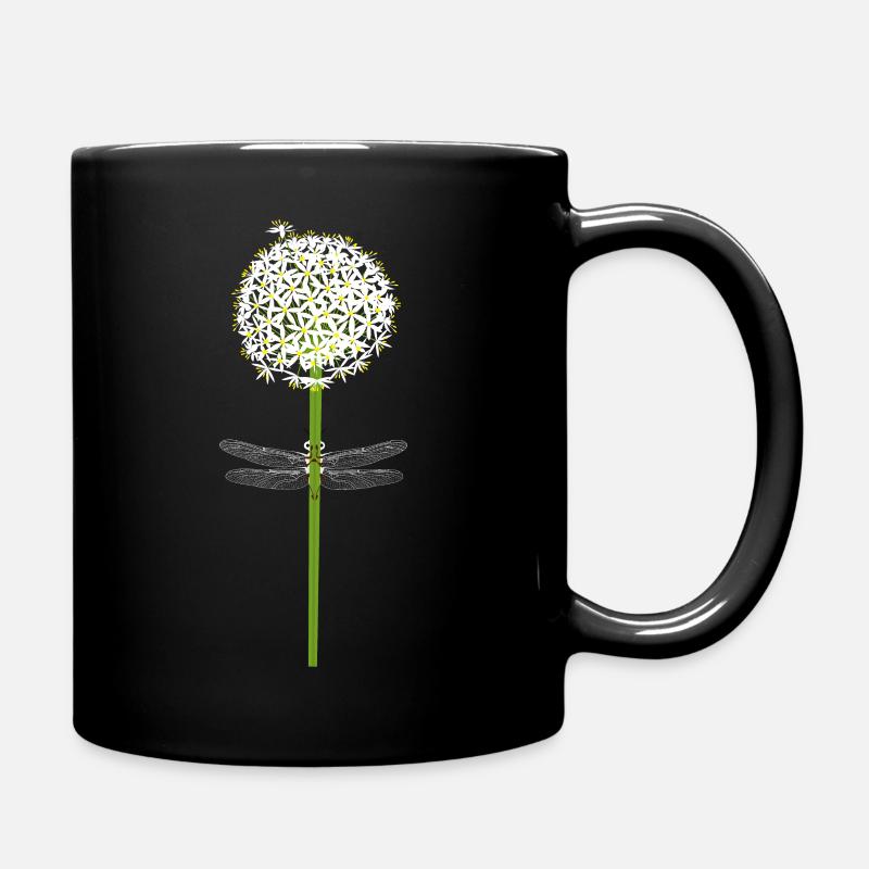 Dragonfly and allium - Full Colour Mug - black