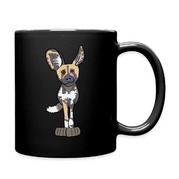African Wild Dog Cartoon - Full Colour Mug - black - Right