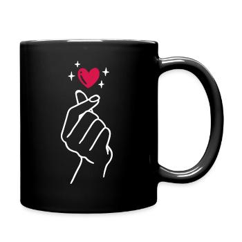 K-Pop Saranghae Liebe Hand Herz - Tasse einfarbig - Schwarz - Rechts