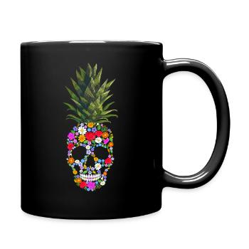 Skeleton in bloom pineapple humor man or woman - Full Colour Mug - black - Right