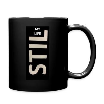 Mein Leben in Großbuchstaben - Tasse einfarbig - Schwarz - Rechts