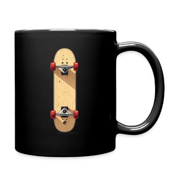 Klassisches Skateboard – Holzdeck mit roten Rollen - Tasse einfarbig - Schwarz - Rechts