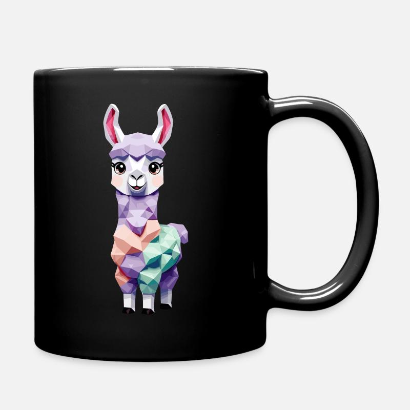 Mignon lama alpaga polygone - Mug uni - noir