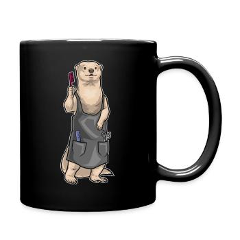 Otter Hairdresser Comb - Full Colour Mug - black - Right