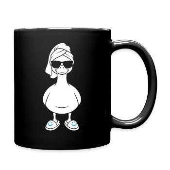 Sun duck with bath towel and slippers - Full Colour Mug - black - Right