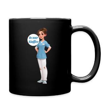 Kaffee-Nurse: Cartoonpflegerin im Dienst - Tasse einfarbig - Schwarz - Rechts
