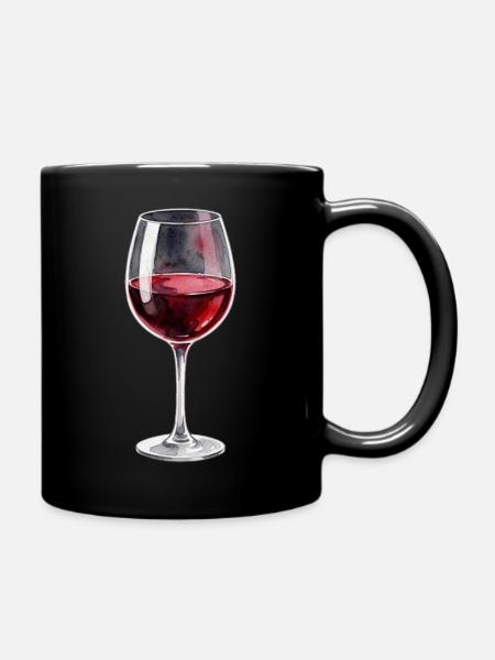 Wein Weinglas Rotwein Geschenk - Tasse einfarbig - Schwarz