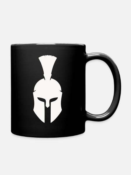 Spartanischer Helm Minimalismus - Tasse einfarbig - Schwarz