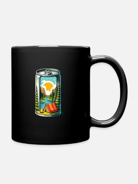 Camping Lagerfeuer Dose - Tasse einfarbig - Schwarz