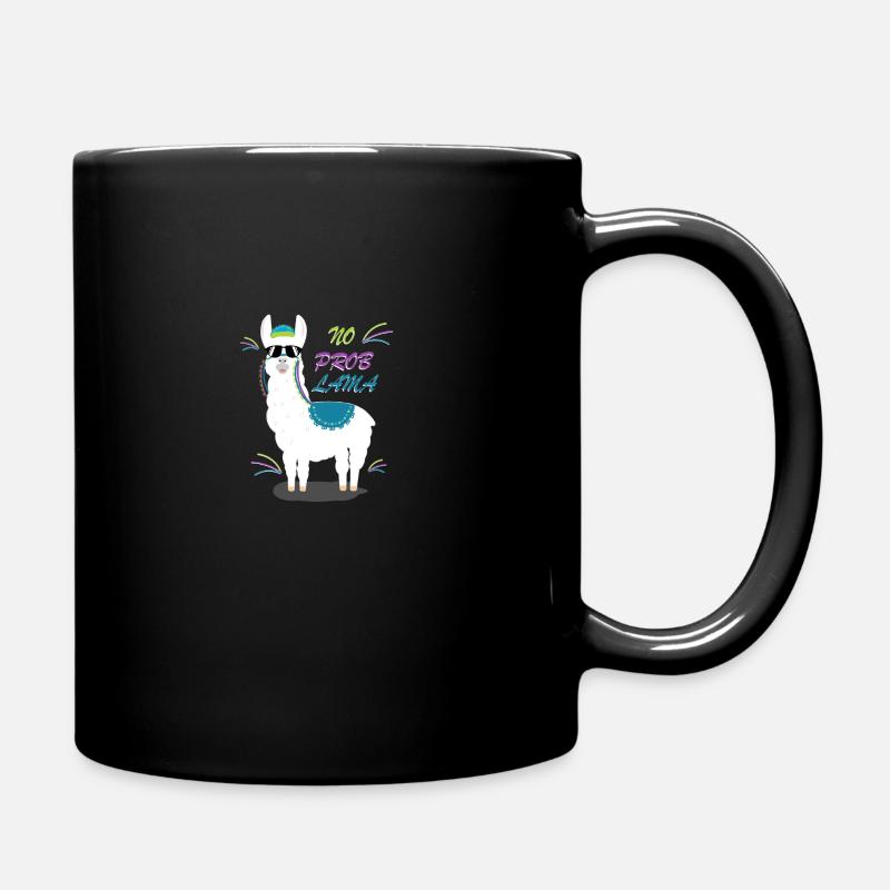 No Prob Lama - cool alpaca with sunglasses - Full Colour Mug - black